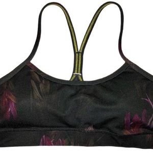 Midnight Iris (Black Floral) Energy Strappy Size 6-8 Activewear Sports Bra